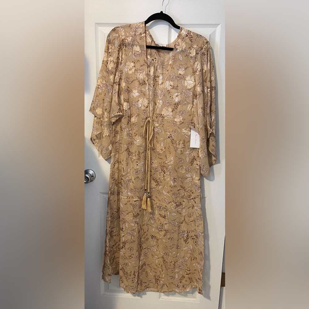 💐NWT ROSE VELVET Floral Boho Maxi Kimono Cottagecore Size M